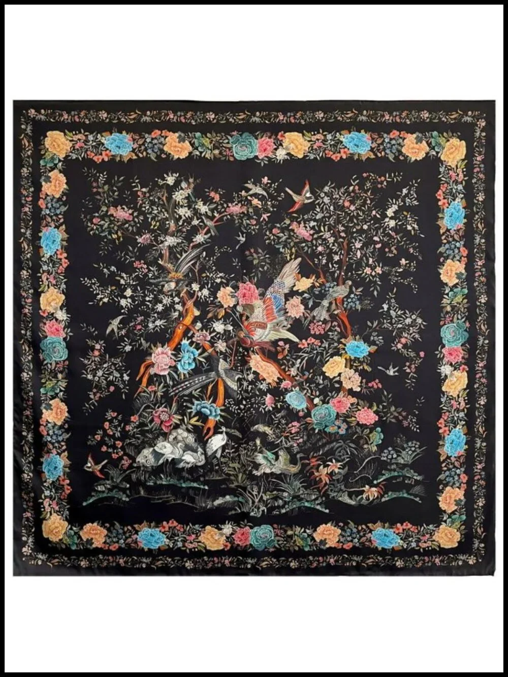 100% Silk Large Square Scarf Shawl Hair Wrap 43 Inch